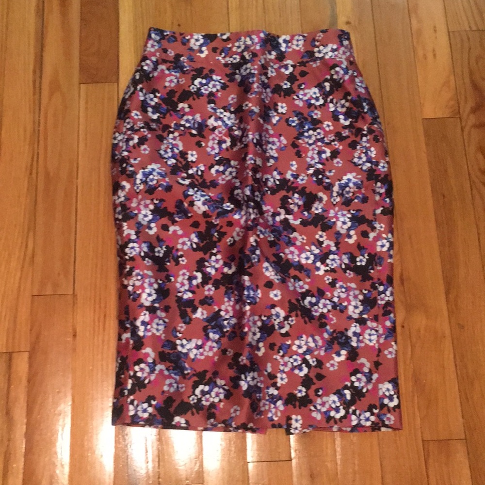 J Crew wintry floral print pencil skirt